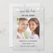 Save The Date Parties scintillant d'argent mariage photo Enregis (Devant)