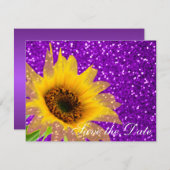 Save The Date Parties scintillant de Mariage de tournesol violet (Devant / Derrière)