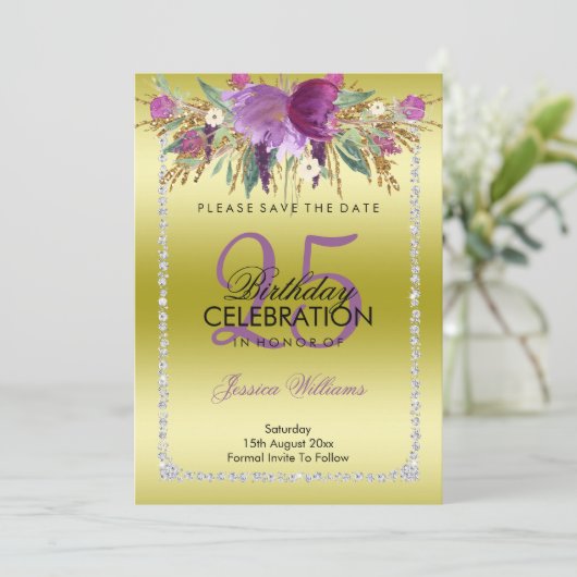 Save The Date Parties scintillant Diamond Classy Fleurs d'aquare (Debout devant)