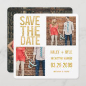 Save The Date Parties scintillant d'or blanc Enregistrer la date (Devant / Derrière)