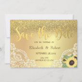 Save The Date Parties scintillant D'Or Bokeh, Dentelle, Tourneso (Devant)