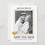 Save The Date Parties scintillant d'or coeurs machine à écrire p (Devant)