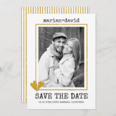Save The Date Parties scintillant d'or coeurs machine à écrire p (Devant / Derrière)