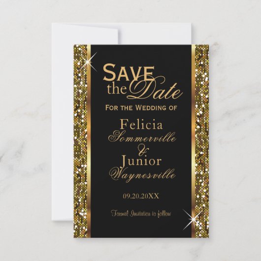 Save The Date Parties scintillant d'or Confetti (Devant)