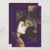 Save The Date Parties scintillant d'or Eggplant pourpre Enregist (Devant / Derrière)