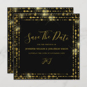 Save The Date Parties scintillant d'or Enregistrer la date Invit (Devant / Derrière)