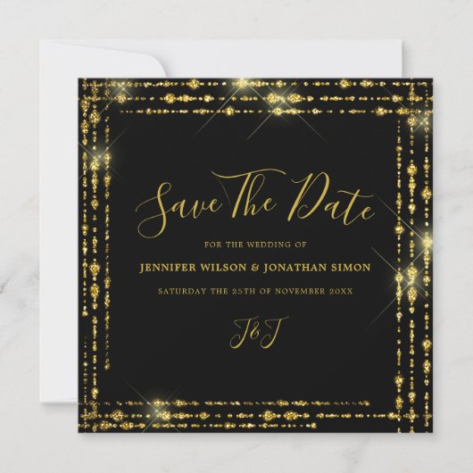 Save The Date Parties scintillant d'or Enregistrer la date Invit (Devant)