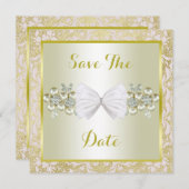 Save The Date Parties scintillant d'or, Gemmes florales diamant  (Devant / Derrière)