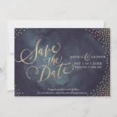 Save The Date Parties scintillant d'or glam moderne calligraphie (Devant)