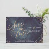 Save The Date Parties scintillant d'or glam moderne calligraphie (Debout devant)