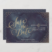 Save The Date Parties scintillant d'or glam moderne calligraphie (Devant / Derrière)