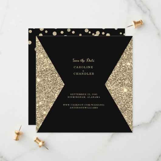 Save The Date Parties scintillant d'or Image et photo B/W Enregi (Devant/Arrière en situation)