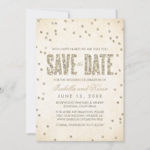 Save The Date Parties scintillant d'or Look Confetti Dots Enregi