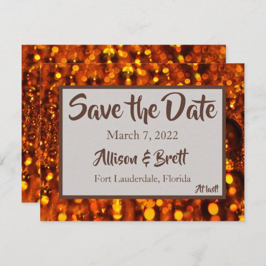 Save The Date Parties scintillant d'or - Lumières Enregistrer la (Devant / Derrière)