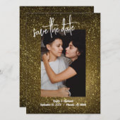Save The Date Parties scintillant d'or photo Enregistrer les dat (Devant / Derrière)