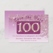 Save The Date Parties scintillant d'or Rose brillante pour 100e  (Devant / Derrière)