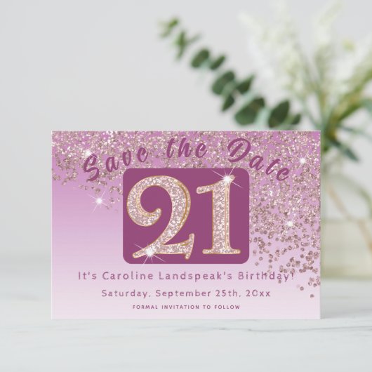 Save The Date Parties scintillant d'or Rose brillante pour 21e a (Debout devant)