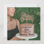 Save The Date Parties scintillant d'or rose gâteau d'anniversair (Devant)