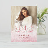 Save The Date Parties scintillant d'or rose moderne chic photo d (Debout devant)