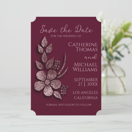 Save The Date Parties scintillant d'or Rose moderne et élégant F (Debout devant)