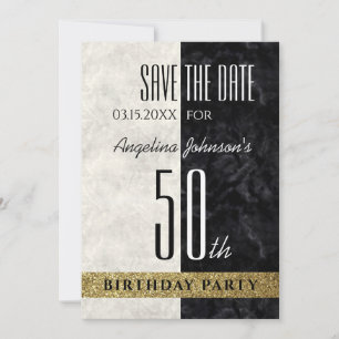 Save The Date Parties scintillant Elegant Gold Black & White 50e