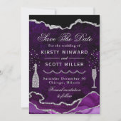 Save The Date Parties scintillant en marbre marbre Mariage d'âge (Devant)