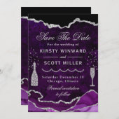 Save The Date Parties scintillant en marbre marbre Mariage d'âge (Devant / Derrière)