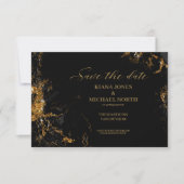 Save The Date Parties scintillant en marbre Mariage Black Gold I (Devant)