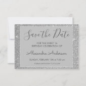 Save The Date Parties scintillant étincelante en argent Sweet 16 (Dos)
