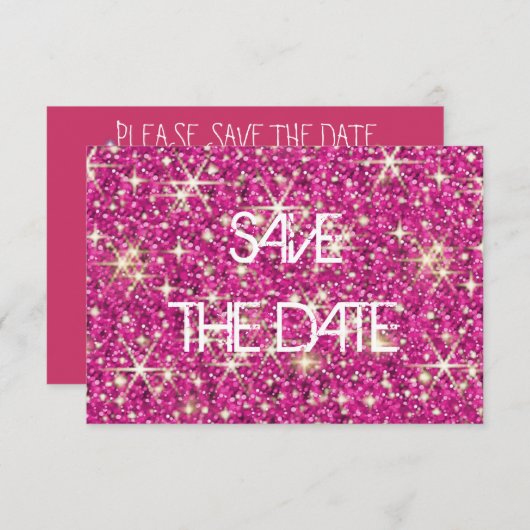 Save The Date Parties scintillant étoilée rose étincelante enreg (Devant / Derrière)