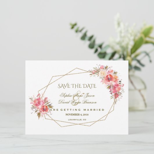 Save The Date Parties scintillant Floral Flush Or Vider Enregist (Debout devant)