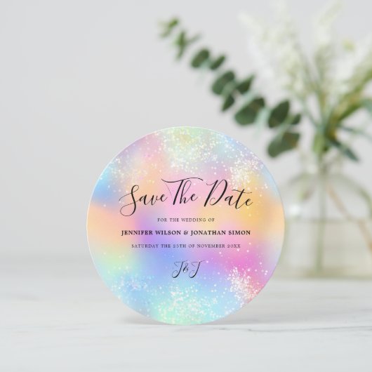 Save The Date Parties scintillant holographique Pastel Wedding E (Debout devant)