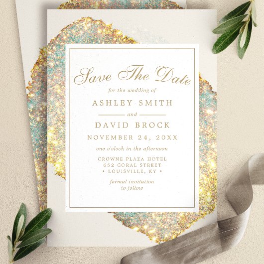 Save The Date Parties scintillant Iridescente chic Enregistrer l