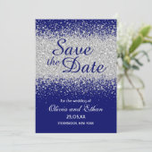 Save The Date Parties scintillant moderne en argent et Royal Blu (Debout devant)