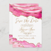 Save The Date Parties scintillant moderne rose or Bat mitzvah d' (Devant / Derrière)