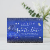 Save The Date Parties scintillant moderne Royal Blue Silver Gown (Debout devant)