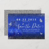 Save The Date Parties scintillant moderne Royal Blue Silver Gown (Devant / Derrière)