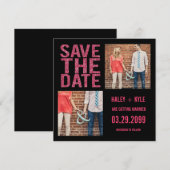 Save The Date Parties scintillant noire et rose Enregistrer la d (Devant / Derrière)