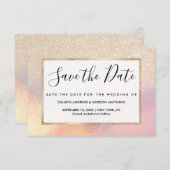 Save The Date Parties scintillant Or Chic Iridescente Holographi (Devant / Derrière)