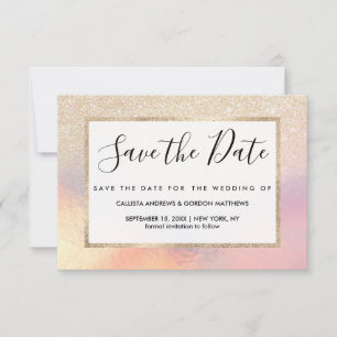 Save The Date Parties scintillant Or Chic Iridescente Holographi