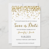 Save The Date Parties scintillant Or Confetti Enregistrer La Dat (Devant)