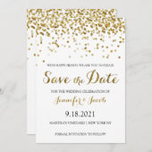 Save The Date Parties scintillant Or Confetti Enregistrer La Dat (Devant / Derrière)