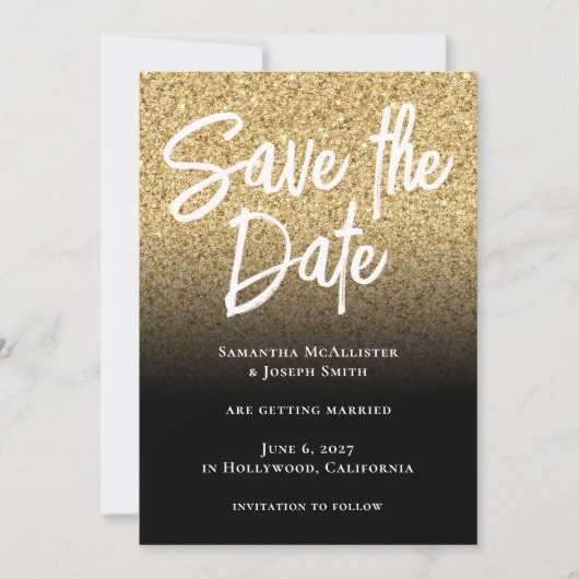 Save The Date Parties scintillant or noir Ombre (Devant)