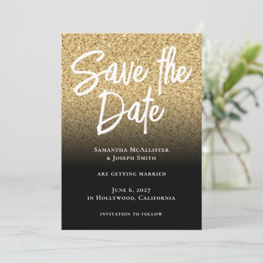 Save The Date Parties scintillant or noir Ombre (Debout devant)