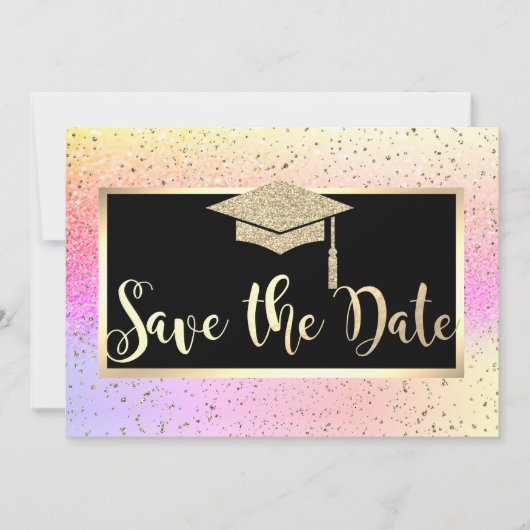 Save The Date Parties scintillant Or Ombre Graduation Enregistre (Devant)