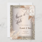 Save The Date Parties scintillant Pampas Fleurs Grass Enregistre (Devant)