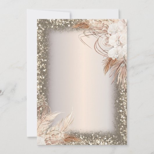 Save The Date Parties scintillant Pampas Fleurs Grass Enregistre (Dos)