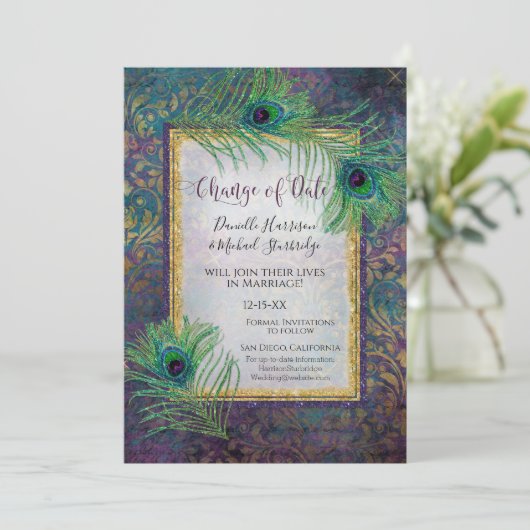 Save The Date Parties scintillant Peacock Feather Purple Photo D (Debout devant)