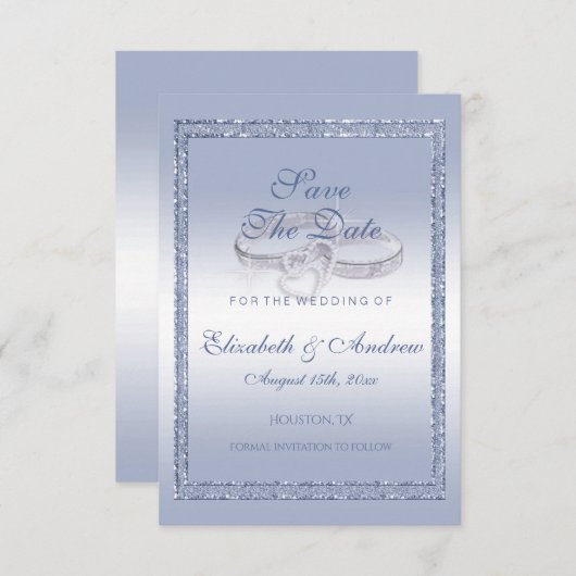 Save The Date Parties scintillant périphérique et anneaux Mariag (Devant / Derrière)