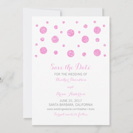 Save The Date Parties scintillant rose Confetti Enregistrer la d (Devant)
